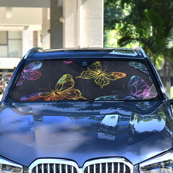 Bright Butterflies Automotive Front Car Windshield Sun Shade Reflector Foldable for Front Fit for Cars Truck SUVs