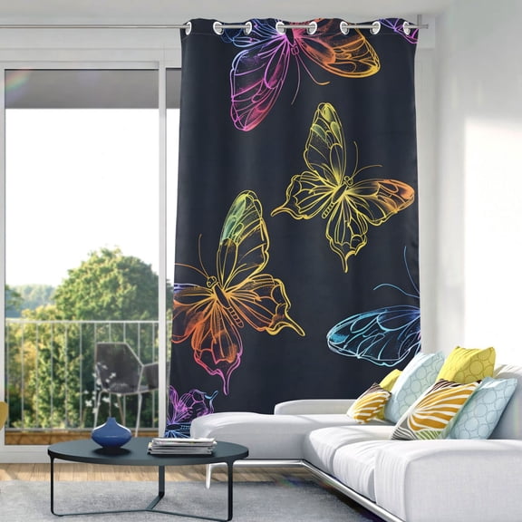 Bright Butterflies Blackout Curtain Panels Drapes Privacy Assured with Light Filtering Curtains for Living room Bedroom Bathroom Window