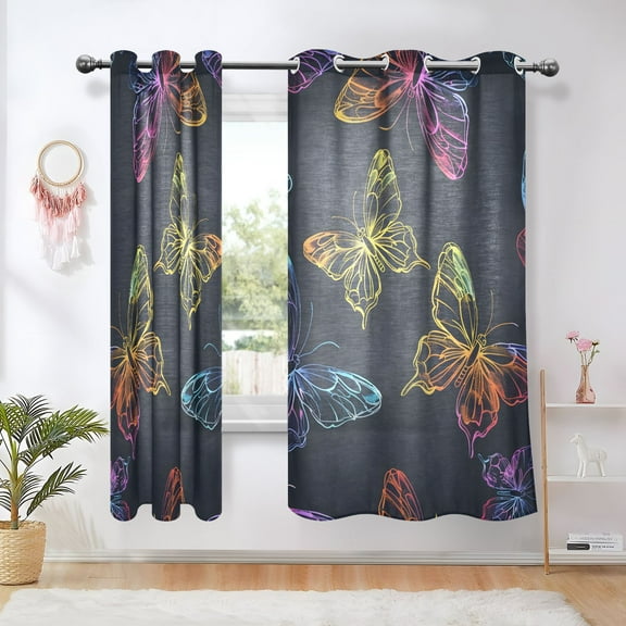 Bright Butterflies Blackout Curtains Thermal Insulation 63 inch Grommet for Bedroom Living Room Bathroom Kitchen Windows 2 Pack