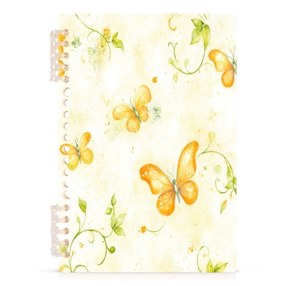 Bright Butterflies Pattern A5 8.3x5.7in PP Notebook, Adjustable Rings, 60 Sheets, Diary or Journey Note