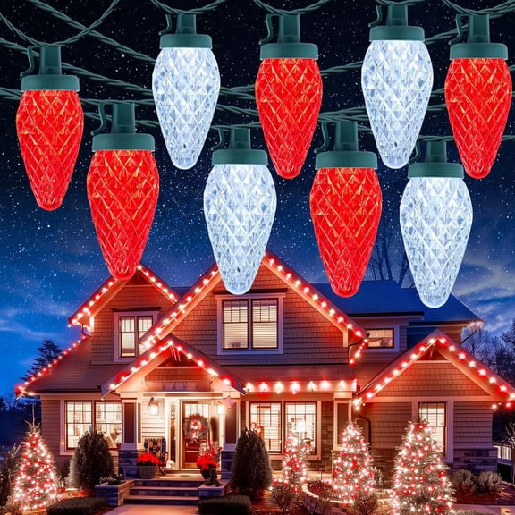 Bright C9 Christmas String Lights,6.5/10/16.5/21/33/40/170Ft Waterproof Connectable Green Wire Fairy Lights, Christmas Lights for Indoor Outdoor Home Garden Yard Xmas Tree House Decorations