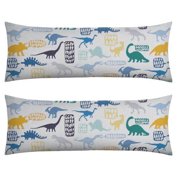 Bright Cartoon Dinosaur Body Pillow Cover - 20x54 Soft & Cozy - Invisible Zipper - Stretchy & Durable