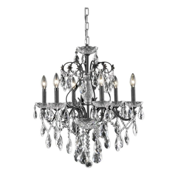 Bright Ceiling St. Francis 6 Light Dark Bronze Chandelier Clear Royal Cut Crystal