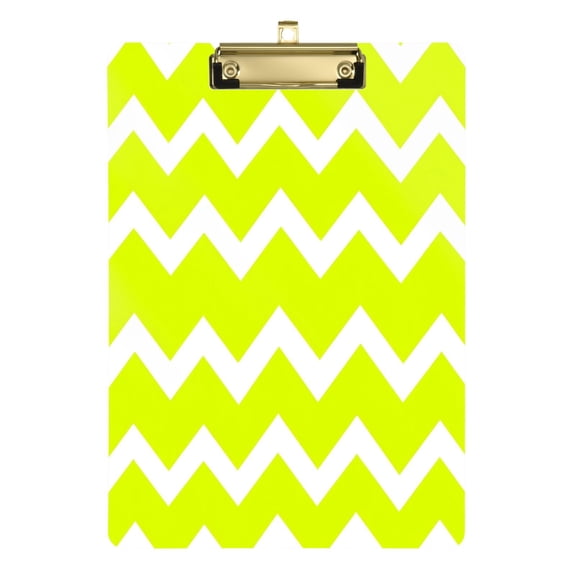 Bright Chevron Pattern 12.5x9in Clipboard, Durable Acrylic with Metal Clip and Wall Hook for Office or Classroom