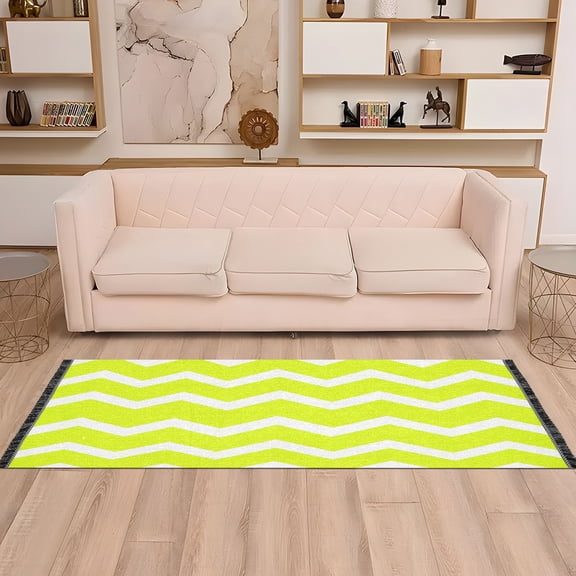 Bright Chevron Pattern 72x23.5" Bedroom Runner Rug, Durable and Non-Slip for Hallways and Living Rooms