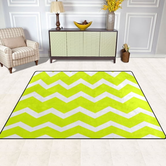 Bright Chevron Pattern 80''x58'' Extra Large Plush Memory Foam Rug, Soft, Absorbent, Non Slip
