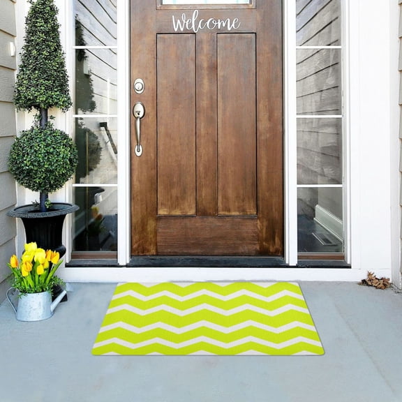 Bright Chevron Pattern Versatile Absorbent Door Mat, Non-Slip, Easy to Clean 32''x20''