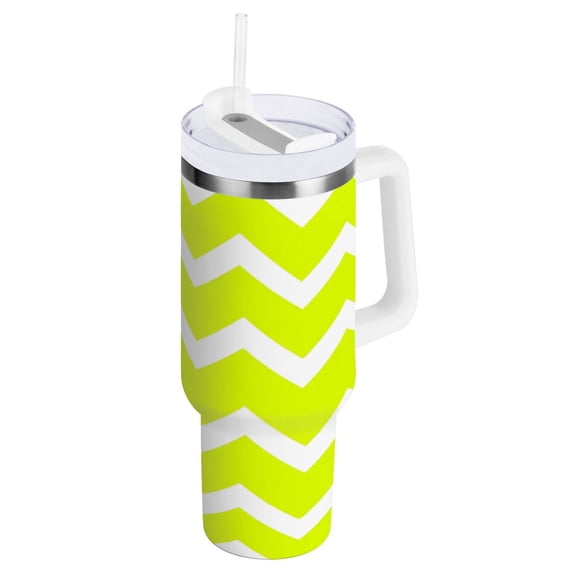 Bright Chevron Pattern Water Bottles 30oz Insulated Tumblers Double-Walled Ergonomic Handle Leak Proof