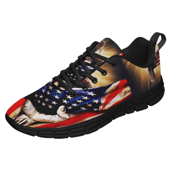 Bright Christian Cross Running Shoes Sneakers Mesh Black Size 8