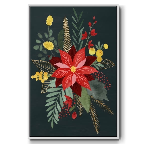 Bright Christmas Night Collection B - Framed Gallery Wrapped Holiday Canvas - 25 x 37 - White Frame