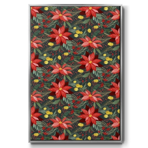 Bright Christmas Night Collection E - Framed Gallery Wrapped Holiday Canvas - 17 x 25 - Silver Frame