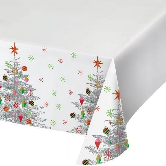 Bright Christmas Tree Plastic Tablecloth
