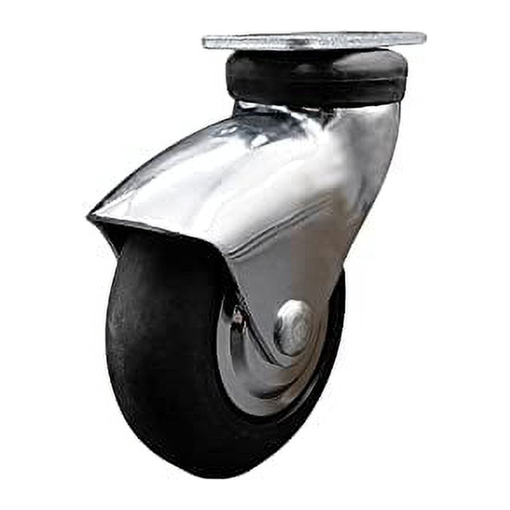 Bright Chrome Hooded 3 Inch Swivel Neoprene Rubber Caster With Top Plate 110 Lbs./Caster