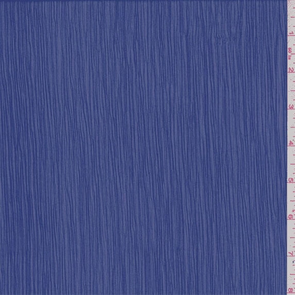 Bright Cobalt Blue Crinkled Chiffon, Fabric Sold By the Yard