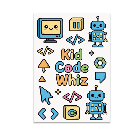 Bright Coding Wall Art - Kid Code Whiz - 13x19 Poster Print