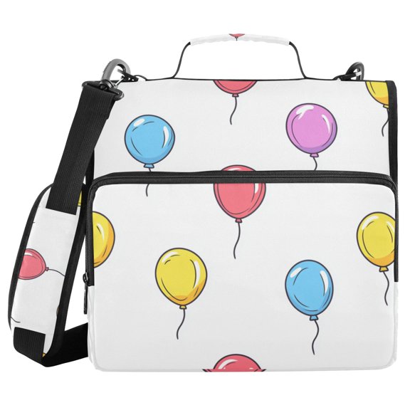 Bright Color Balloons Binder Bag with Shoulder Strap 3 Ring Zipper Binder File Folder Document Storage