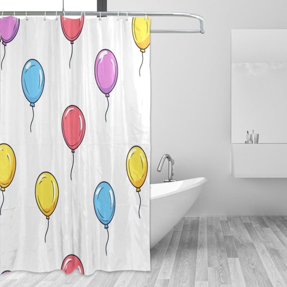 Bright Color Balloons Shower Curtains with 12 Hooks Waterproof Bathroom Decor 66" x 72"