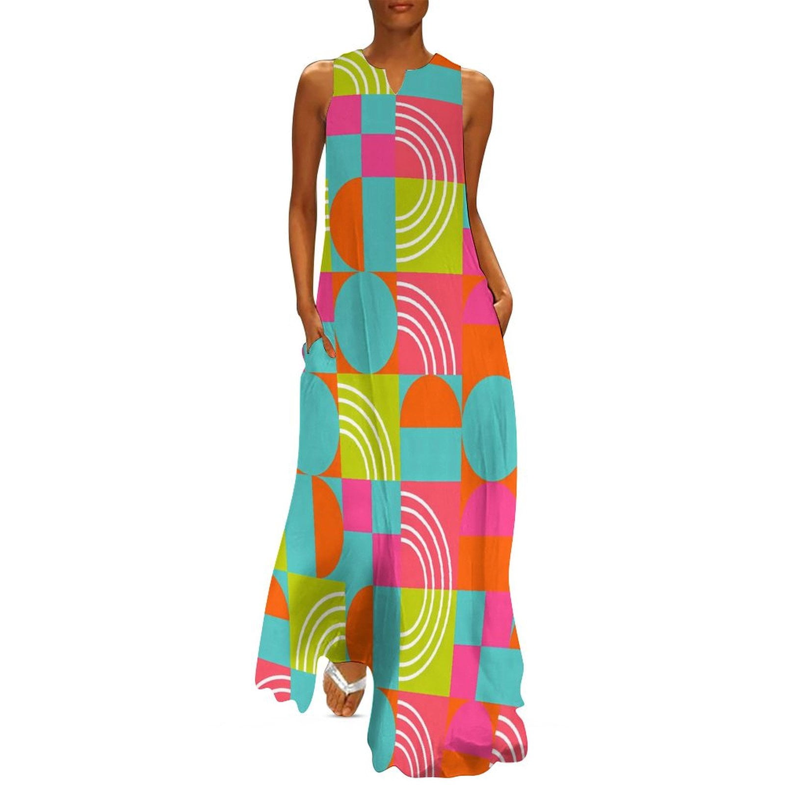 Bright Color Block Dress Summer Geometric Aesthetic Boho Beach Long Dresses Women Elegant Maxi Dress Gift - Walmart.com Bright Color Block Dress Summer Geometric Aesthetic Boho Beach Long Dresses Women Elegant Maxi Dress Gift - Walmart.com