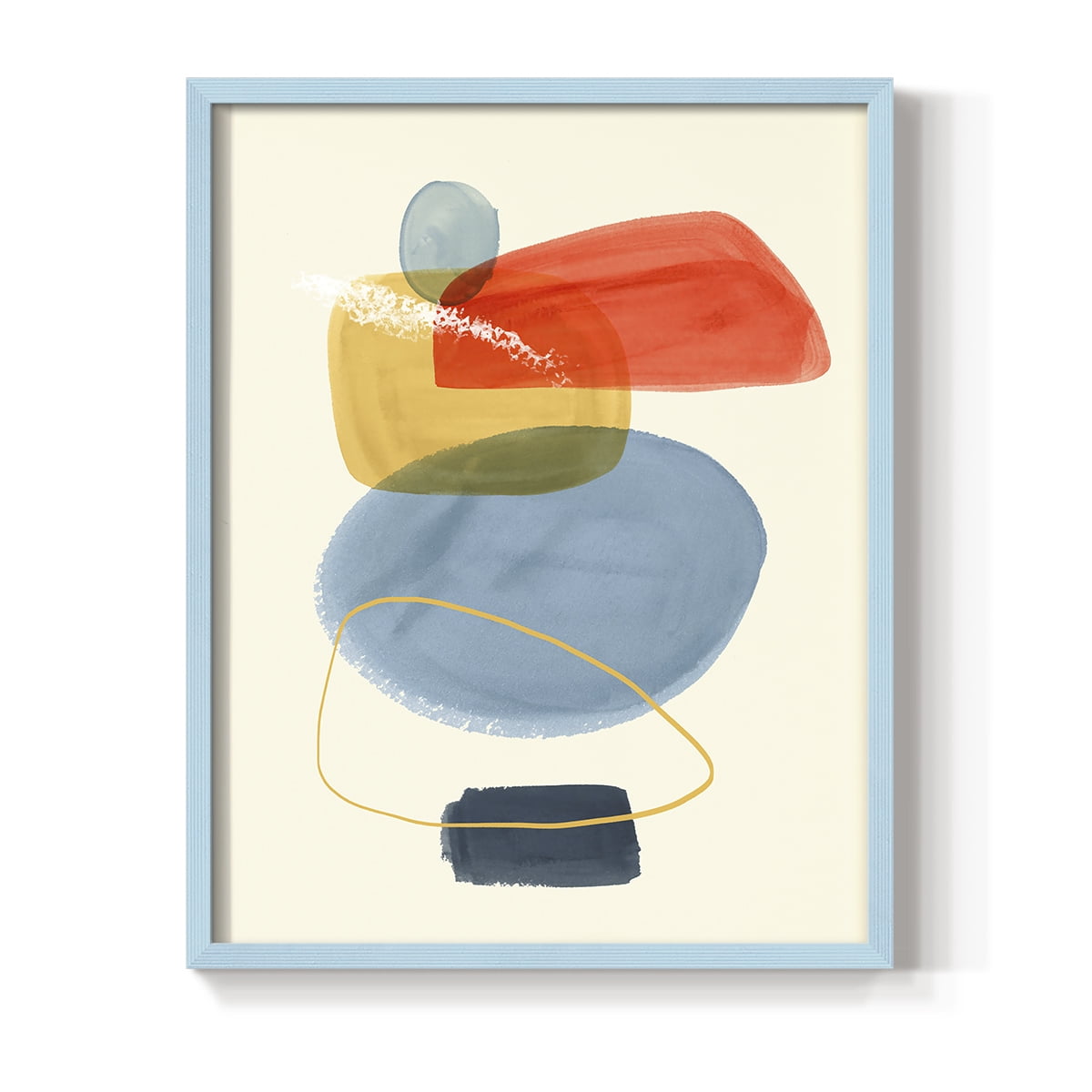 Bright Color Bundle I Framed Print in Blue Solid Wood Framed Print No Nail Hanging
