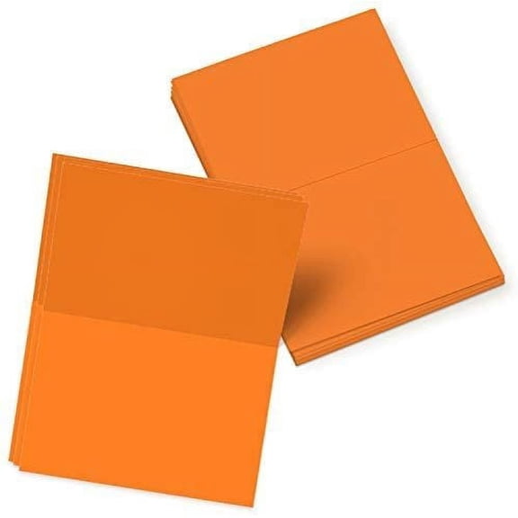 Bright Color Folding Greeting Cards | 4.5” x 6” Inches When Folded in Half | 50 Sheets Per Pack | Orange