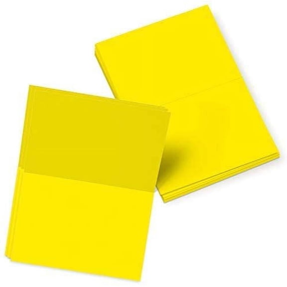Bright Color Folding Greeting Cards | 4.5” x 6” Inches When Folded in Half | 50 Sheets Per Pack | Yellow