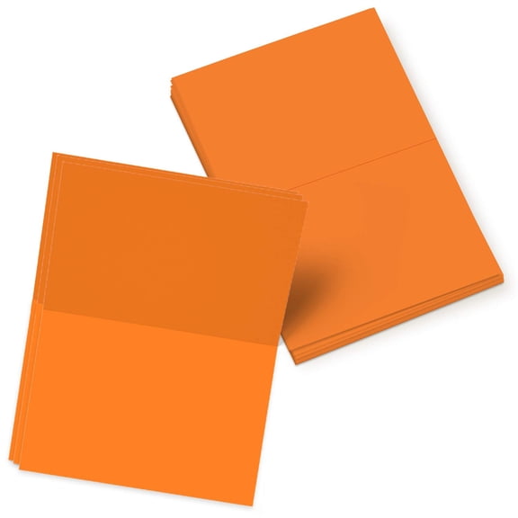 Bright Color Folding Greeting Cards | 5” x 7” Inches When Folded in Half | 50 Sheets Per Pack | Orange