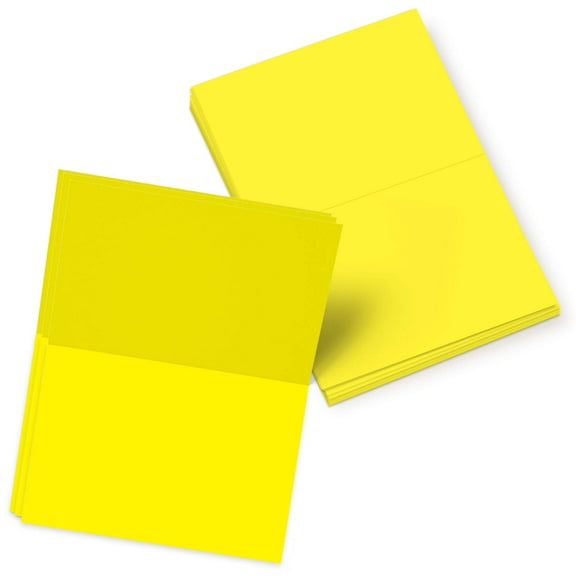 Bright Color Folding Greeting Cards | 5” x 7” Inches When Folded in Half | 50 Sheets Per Pack | Ultra Lemon