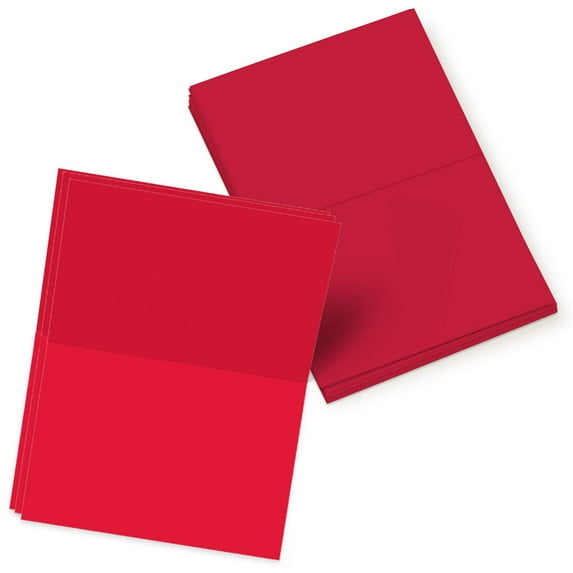 Bright Color Folding Greeting Cards Uncoated | 4.5” x 6” Inches When Folded in Half | 50 Cards Per Pack | Red