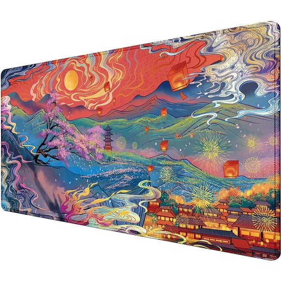 Bright Color Large Mouse Pad with Stitched Edge,Gaming Mouse Pad Desk Pad Desk Mat,Big Computer Keyboard Mouse Mat Desk Accessories with Non-Slip Base for Home Office(31.5" x 16")