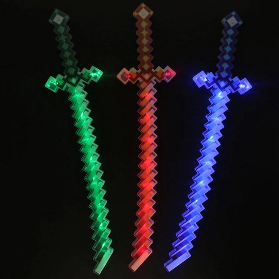 Bright Color Light-Up LED Large Pixel Swords 26 1/4", 3 Pc.