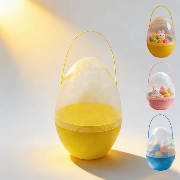 Bright Color Plastic Giant Eggs, Empty Large Easter Basket Stuffers with Handles for Treats Hunts Party Favors Prize Gifts Spring Decorations,Easter Supplies and Deco