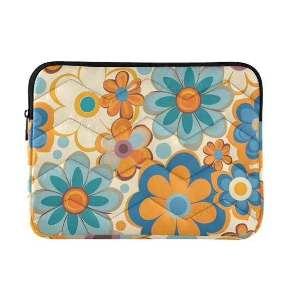 Bright Color Retro Groovy Flowers Quilted Laptop Protective Cases Computer Sleeves Tablet Bags Briefcases M