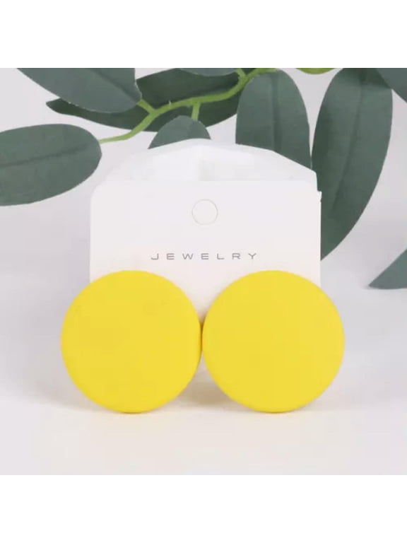 Bright Color Round Acrylic Soft Clay Disc Buckle Stud Earrings for Women Jewelry