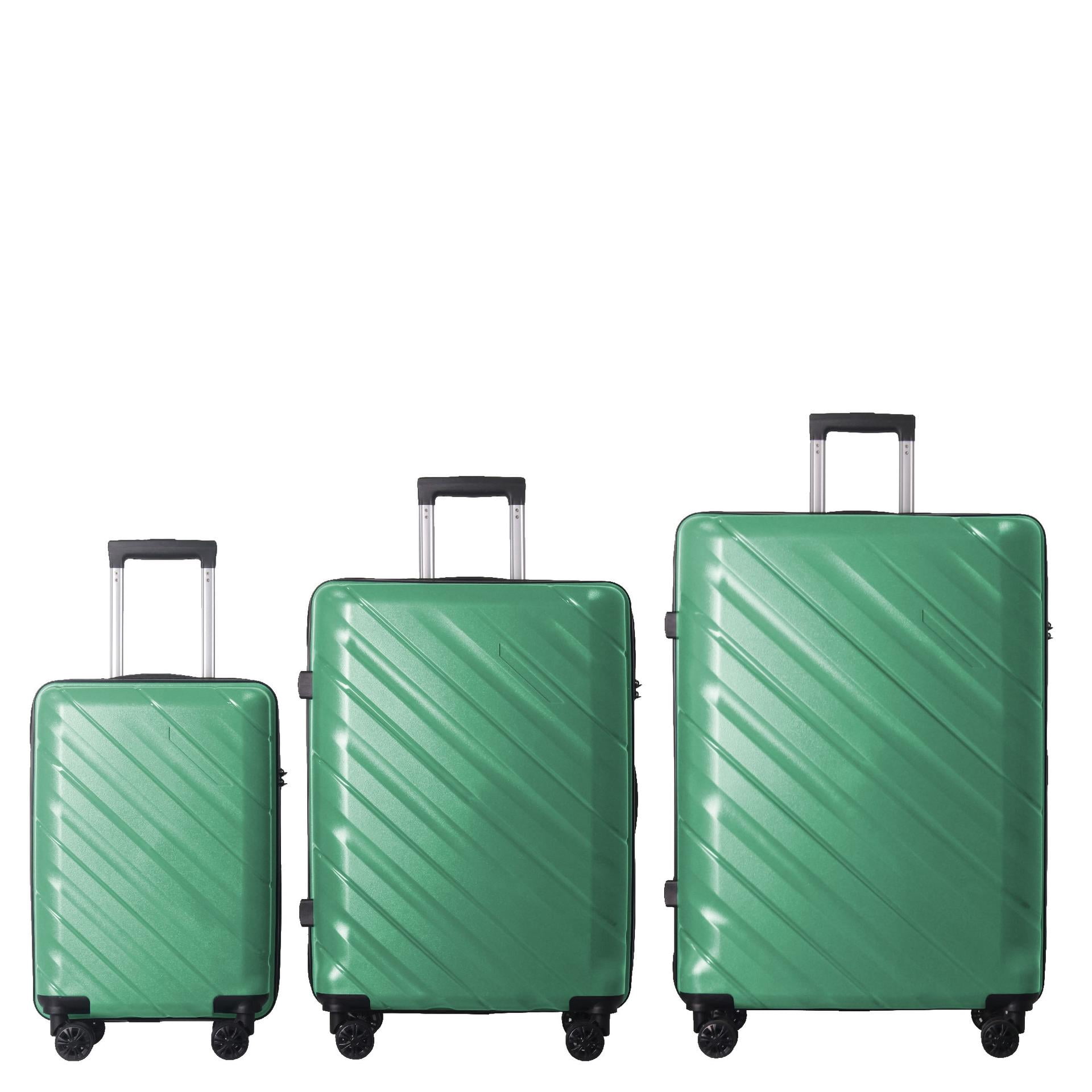 Bright Color Series 3-Piece Luggage Set (20''/24"/28"), Scratch-Resistant PP Hardside Suitcase with Four Caster