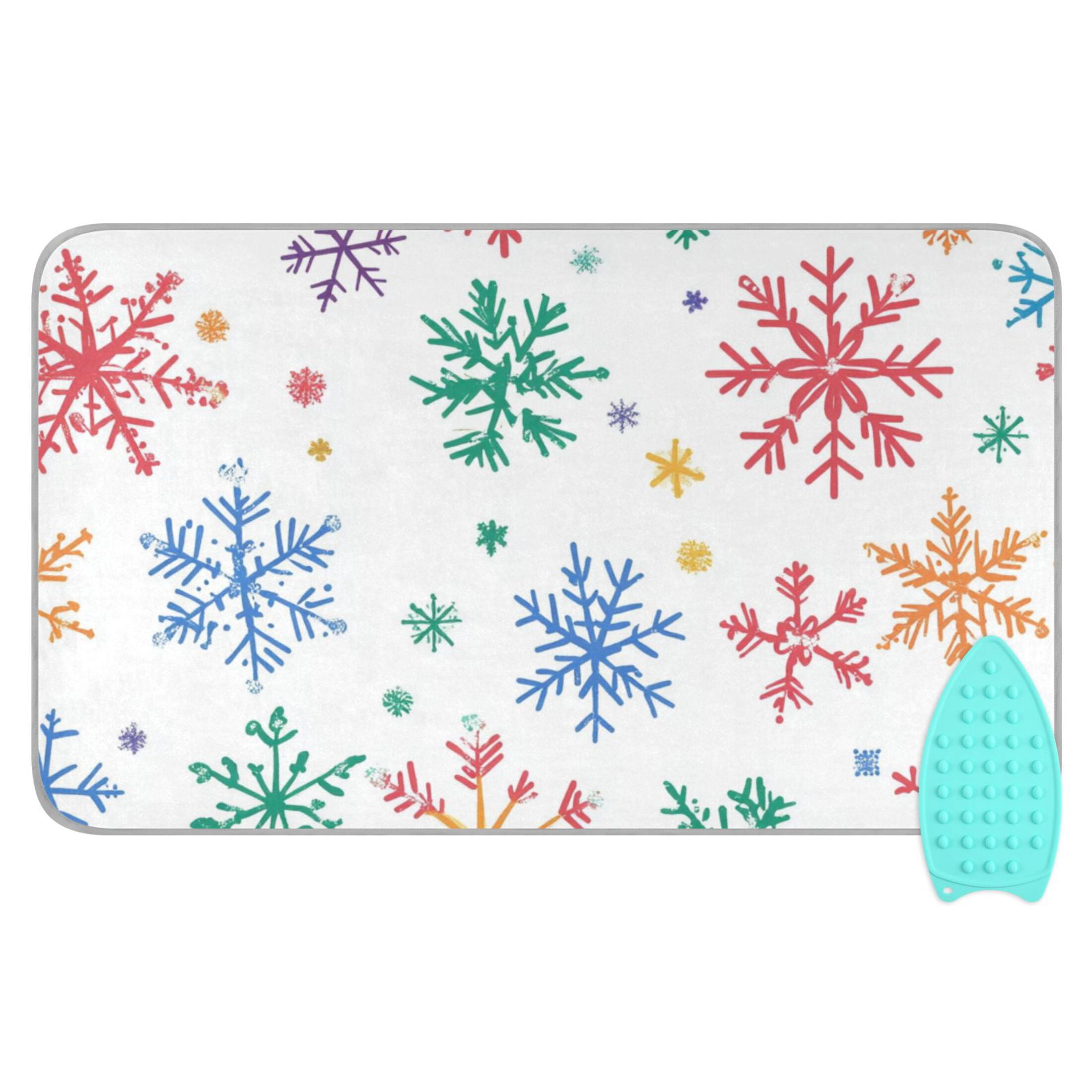 Bright Color Snowflakes Cute Ironing Mat Blanket Portable Travel Ironing Pad Heat Resistant Pad 47.2" x 27.6”