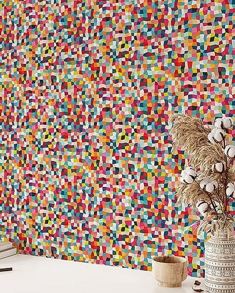Bright Color Squares Wallpaper | Removable Self Adhesive Abstract Geometrical Wallpaper | Colorful Peel and Stick Wallpaper (1 roll 24" W x 84" H)