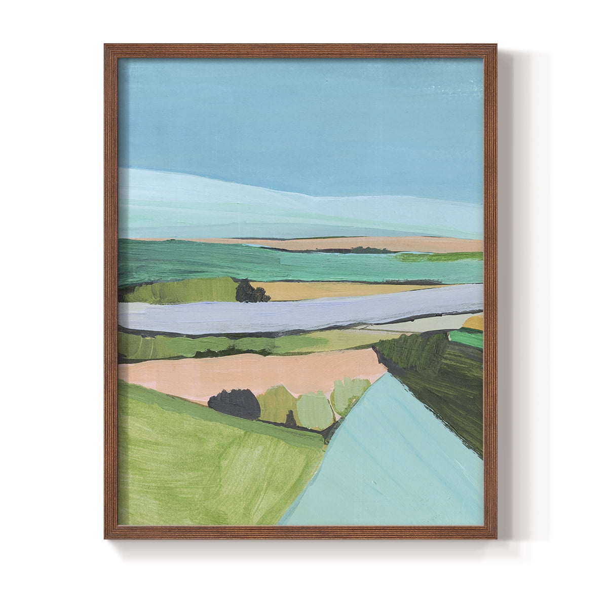 Bright Colored Countryside I Framed Print in Brown Solid Wood Framed Print No Nail Hanging