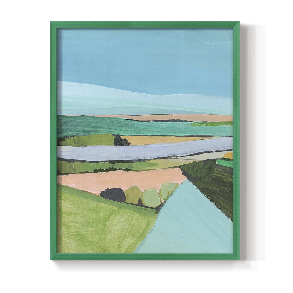 Bright Colored Countryside I Framed Print in Green Solid Wood Framed Print No Nail Hanging