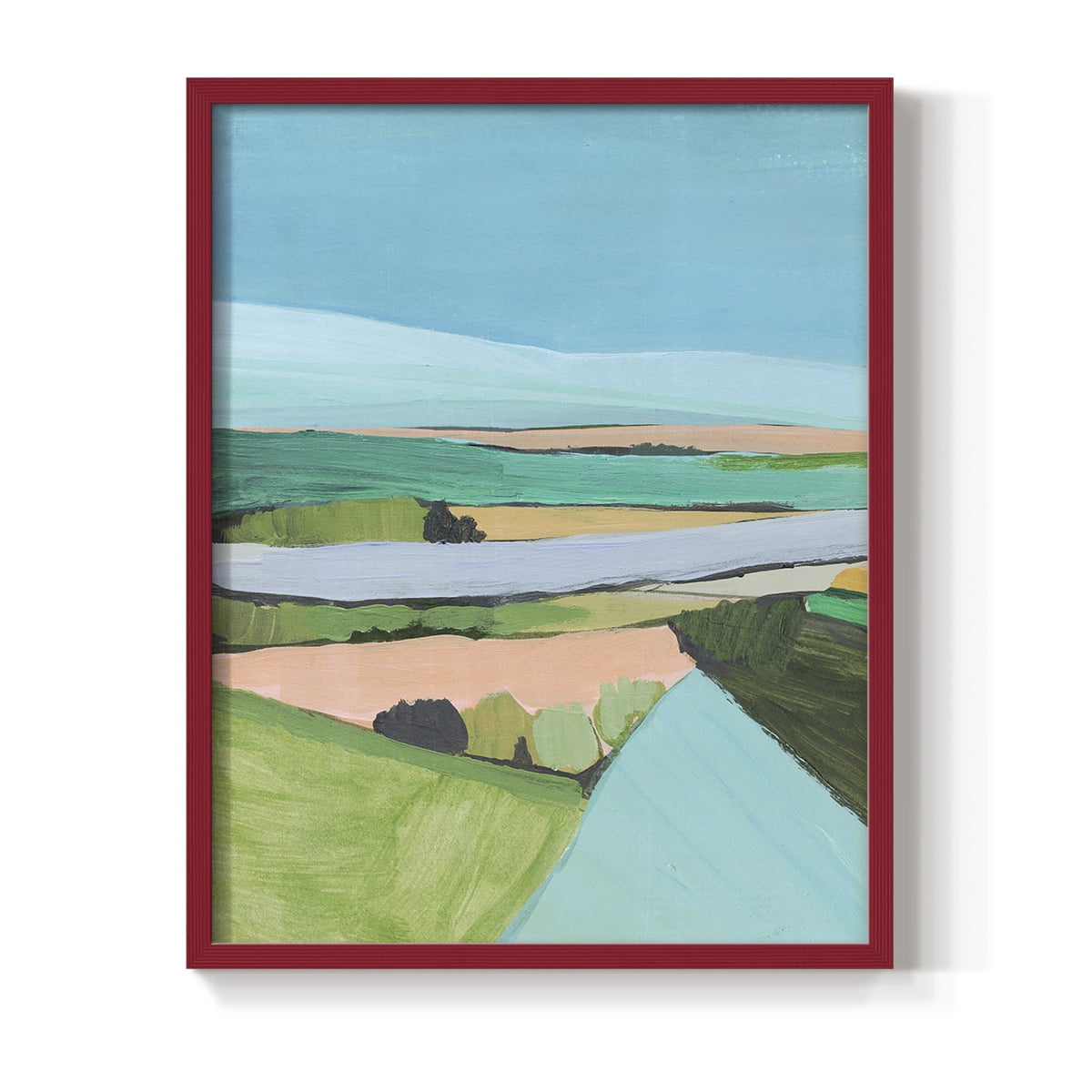 Bright Colored Countryside I Framed Print in Red Solid Wood Framed Print No Nail Hanging