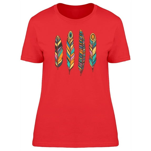 Bright Colored Feathers T-Shirt Women -Image by Shutterstock, Female Small