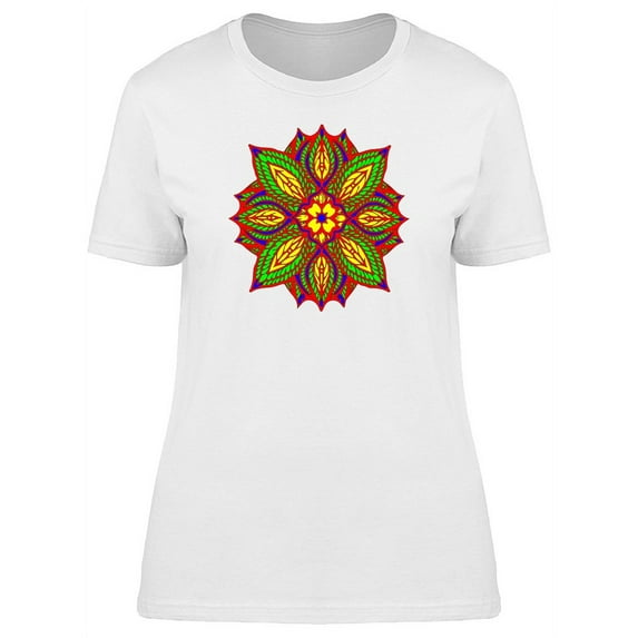 Bright Colored Flower Mandala T-Shirt Women -Image by Shutterstock, Female Medium