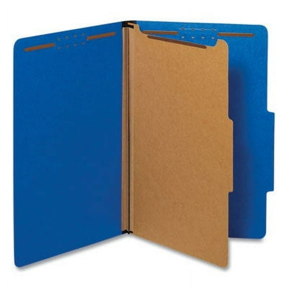 Bright Colored Pressboard Classification Folders, 1 Divider, Legal Size, Cobalt Blue, 10/Box