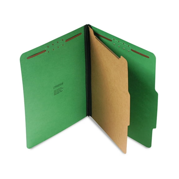 Bright Colored Pressboard Classification Folders, 1 Divider, Letter Size, Emerald Green, 10/Box