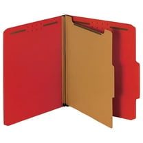 Bright Colored Pressboard Classification Folders, 1 Divider, Letter Size, Ruby Red, 10/Box