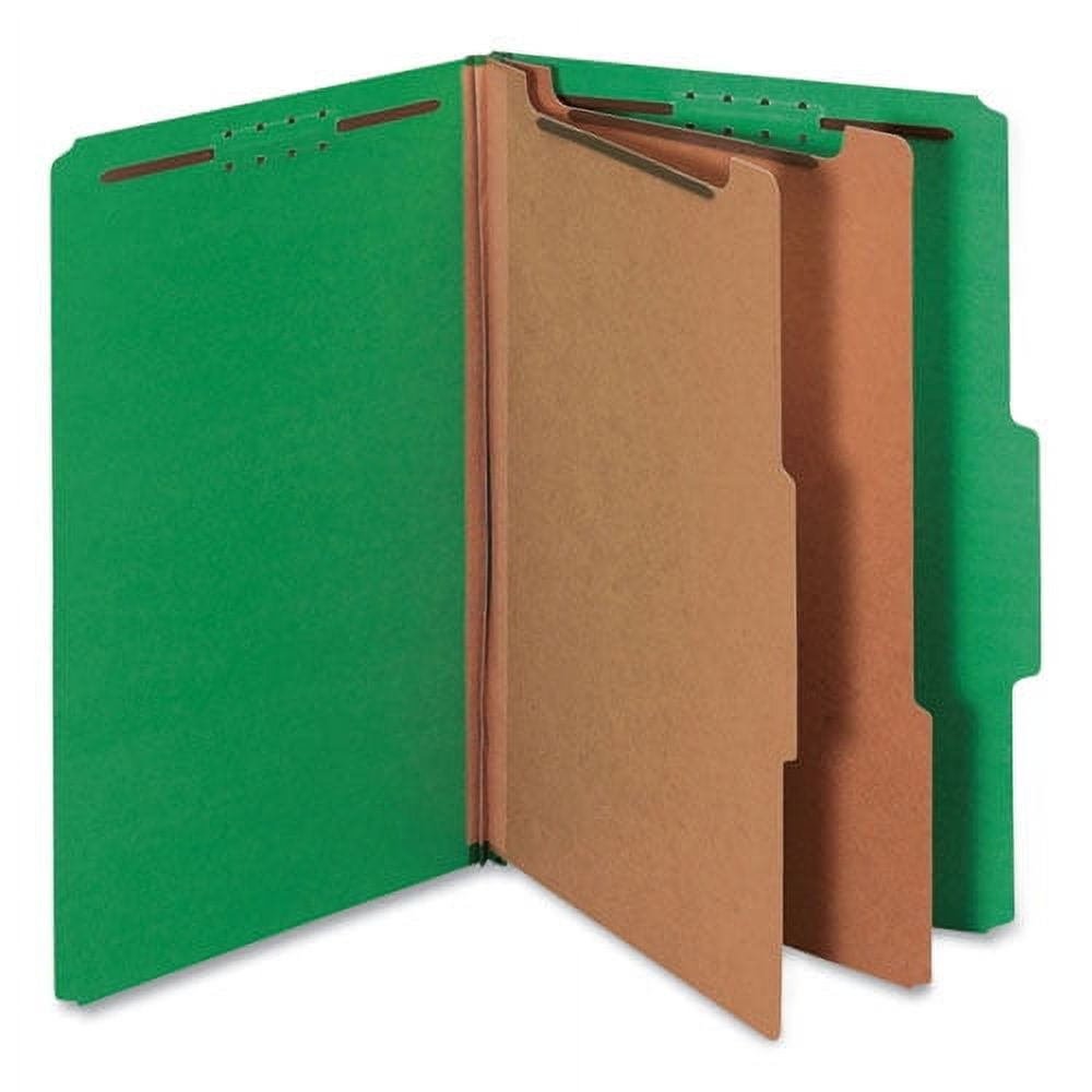 Bright Colored Pressboard Classification Folders, 2 Dividers, Legal Size, Emerald Green, 10/box
