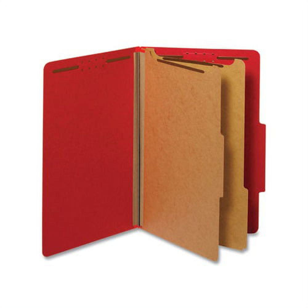 Bright Colored Pressboard Classification Folders 2 Dividers, Legal Size, Ruby Red, 10/Box