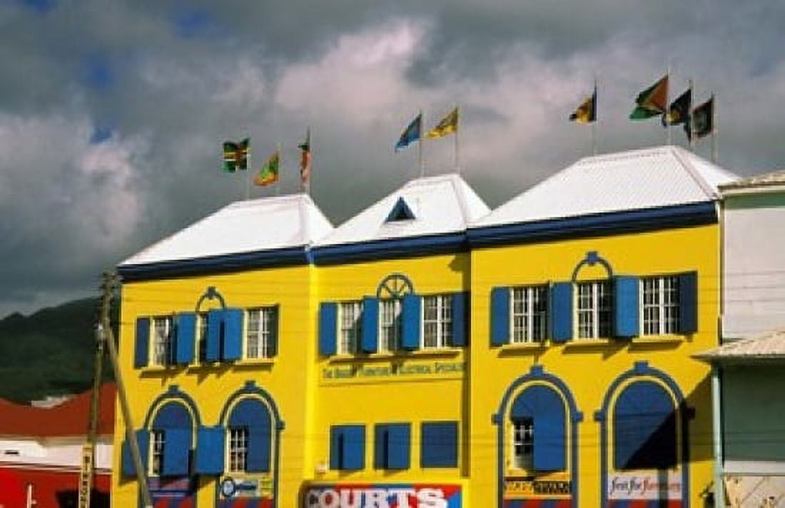 Bright Colorful Building St Kitts Caribbean Canvas Art - David Herbig DanitaDelimont (36 x 24)