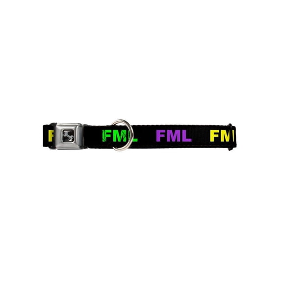 Bright Colorful FML on Black Fun Animal Seatbelt Pet Collar