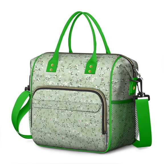 Bright Colorful Floral Lunch Bag - Large Leakproof Insulated Tote, Multi-Pocket