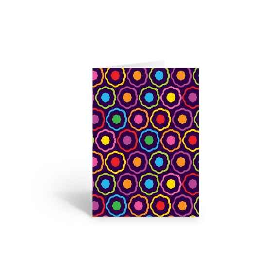 Bright Colorful Flower Design Blank Note Card - 10 Cards and Envelopes - B14360